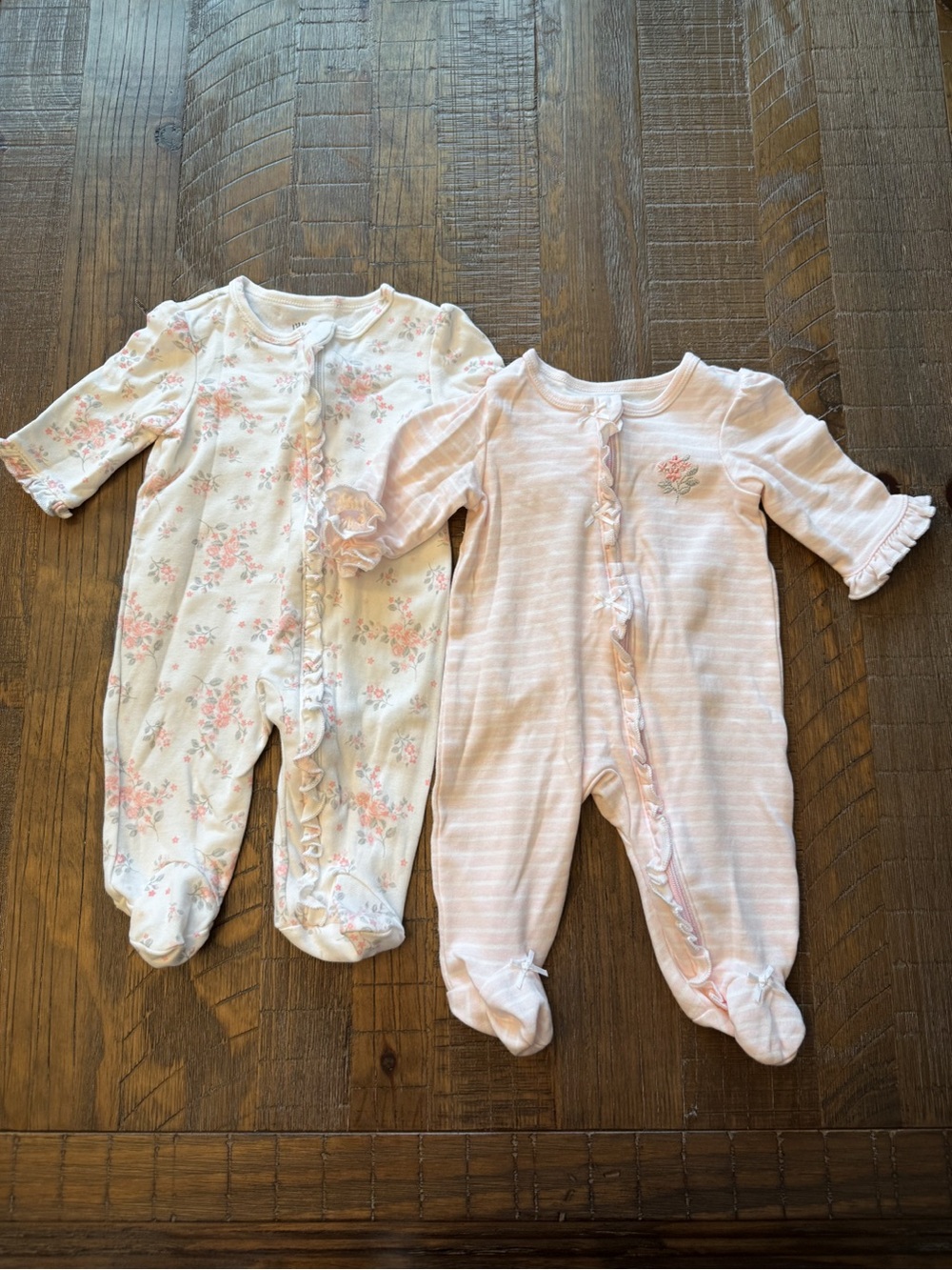 NWOT Little Me Baby Girl 100% Cotton Footed Sleeper Bundle 3M (2 Pack)